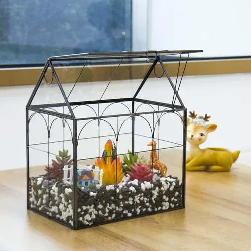 Miniatura 2 de Vidrio de terrario para invernadero de plantas grandes y altas con tapa, 8.7 x 5.9 x 10.6 pulgadas, kit de terrario de cactus suculentos