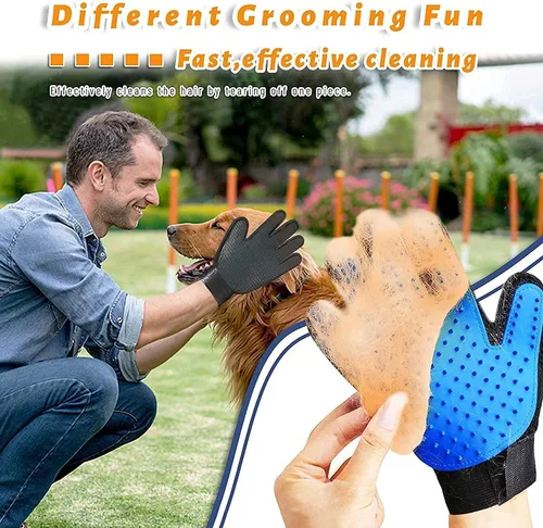 Miniatura 4 de Guante de aseo para mascotas, cepillo removedor de pelo suave y eficiente para mascotas, guantes de masaje para mascotas, mano izquierda y derecha
