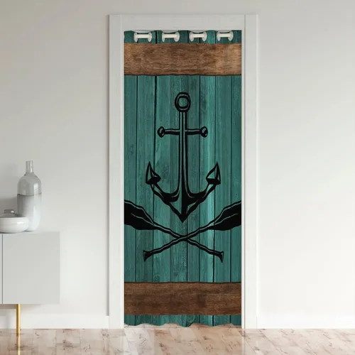 Miniatura 12 de Lake House - Cortina opaca de 34 pulgadas de ancho x 80 pulgadas de largo, cortina moderna para puerta con temática de barcos, cortina de puerta