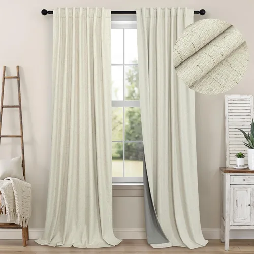 Miniatura 40 de Pitalk Cortinas cortas 100% opacas de lino para cafetería, 40 pulgadas de largo, 2 paneles, cortinas de puerta francesa para ventana, cortina