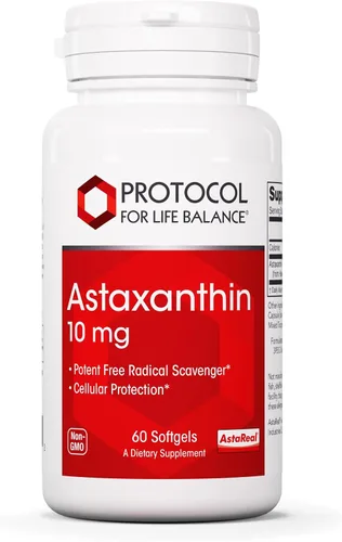 PROTOCOL FOR LIFE BALANCE Cápsulas blandas de astaxantina de 10 mg - Apoya la salud celular* - Suplementos de astaxantina carotenoide - Sin OMG y