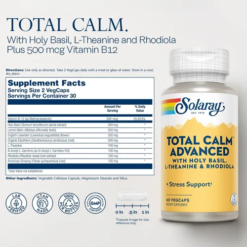 Miniatura 2 de SOLARAY Total Calm Advanced Veg Cápsulas 60