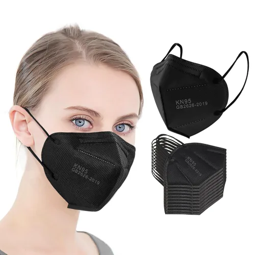 Miniatura 2 de LEMENT 25 piezas de Máscaras faciales KN95, Negro, Máscaras de seguridad para polvo de copa de 5 capas con filtro de eficiencia ≥95%, Máscaras