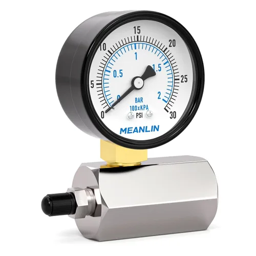 Miniatura 14 de MEANLIN MEASURE 0-60Psi 2" medidores de presión de prueba de aire graduados dobles de acero, conexión FNPT de 3/4", precisión de -3-2-3%