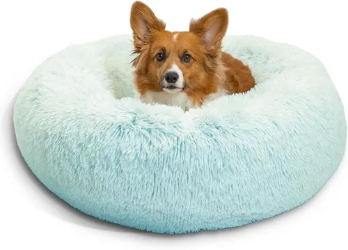 Best Friends by Sheri - The Original Calming Donut - Cama calmante en forma de dona para perros y gatos - Pelo largo, azul bebé, M, 30 x 30 pulgadas