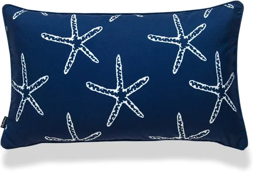 Hofdeco Funda de almohada lumbar náutica de playa para interiores y exteriores, resistente al agua y a los rayos UV, para sofá de patio, estrella de