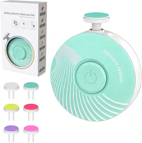 Cortadora de uñas para bebé, eléctrica, fácil y segura, lima de uñas para bebés recién nacidos, cortaúñas silenciosa, 6 cabezales de molienda, verde