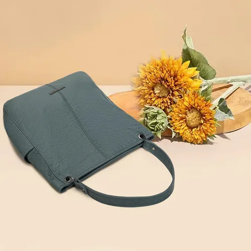 Miniatura 2 de Montana West Stone Washed Leather Hobo Purses for Women Soft Top Handle Shoulder Bag with Wallet 2PCS Set
