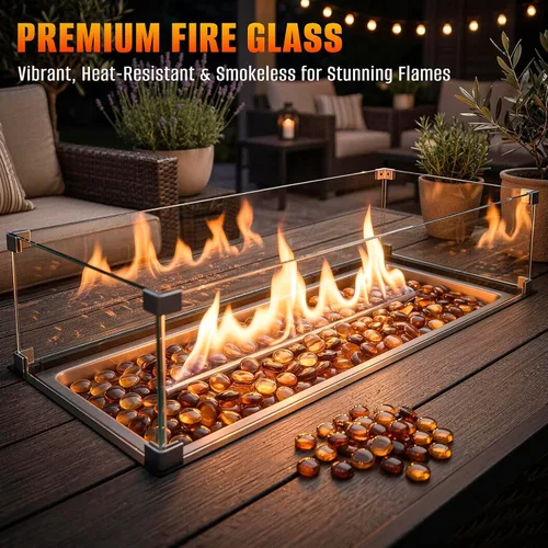 Miniatura 4 de Mr. Fireglass Cuentas de vidrio de fuego de 10 libras, gotas de vidrio de fuego redondas reflectantes de 1/2 pulgada para chimenea, pozo de fuego