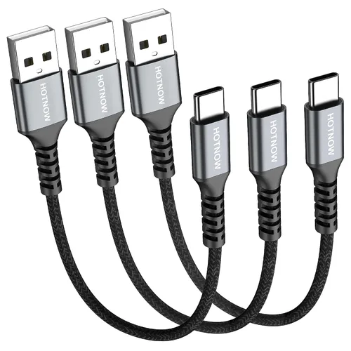 Cable corto USB A a USB C de 0.5 pies, paquete de 3 cables USB C de 6 pulgadas de carga rápida 3A para iPhone 17 16 15, Samsung Galaxy S24 S23 S11,