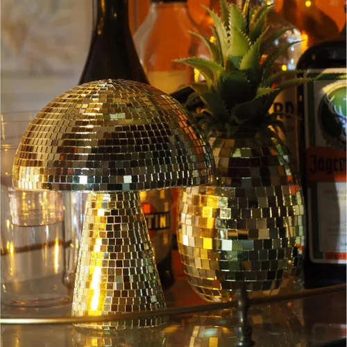 Miniatura 5 de Bola de discoteca creativa de hongo para fiesta, decoración de mesa, espejo retro hecho a mano, bola de discoteca en forma de hongo, decoración