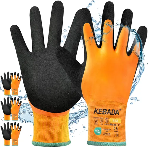 Miniatura 8 de Guantes de trabajo de invierno impermeables Kebada T1 para hombres y mujeres, guantes de trabajo aislados para hombres para clima frío, guantes