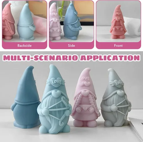 Miniatura 3 de Moldes de vela de silicona de gnomos de San Valentín para hacer velas, molde de fundición de silicona 3D para enanos, moldes de resina epoxi de yeso