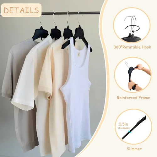 Miniatura 3 de Perchas extra anchas para ropa de talla grande, ganchos para cuerda de colgar, perchas de tamaño grande de 19 pulgadas, ideales para camisas XL