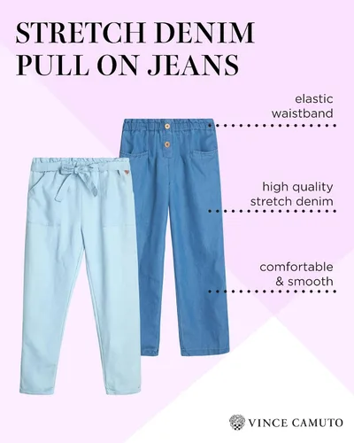 Miniatura 2 de Vince Camuto Pantalones de mezclilla elásticos para niñas (paquete de 2)