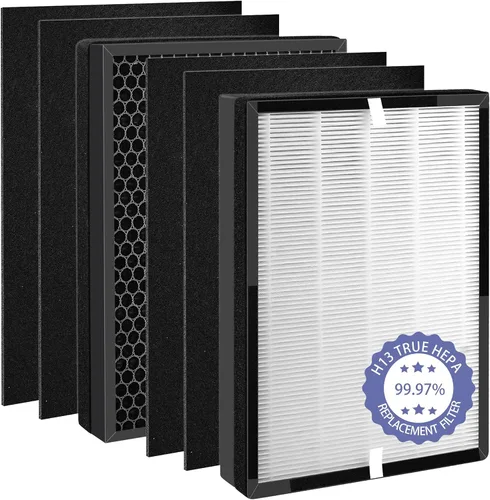 TT-AP007 Filtro de repuesto compatible con purificador de aire TaoTronics TT-AP007, 2 carbón activado de alta eficiencia de 4 etapas + 4 prefiltros