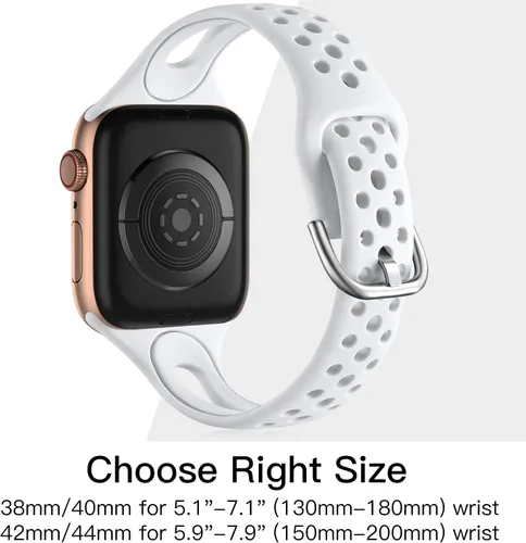 Miniatura 8 de Getino Compatible with Apple Watch Bands 38mm 40mm 41mm 42mm 44mm 45mm 46mm 49mm for Women Men, Soft Durable Breathable Thin Slim Narrow Band for