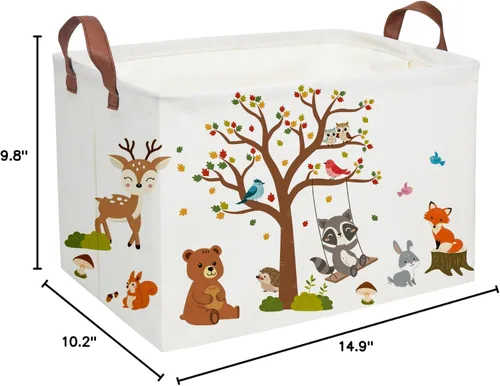 Miniatura 5 de Essme Cestas Rectangulares para Niños Cestas para Niños, Contenedores de Almacenamiento de Animales con Asas para Decoración de Habitación de Niños
