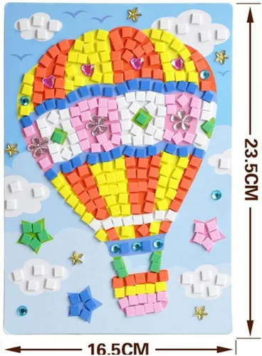 Miniatura 3 de Adhesivo de mosaico, kit de arte hecho a mano para niños, girasol, mariposa, velero, pájaro carpintero, globo aerostático, astronauta, cohete, nave