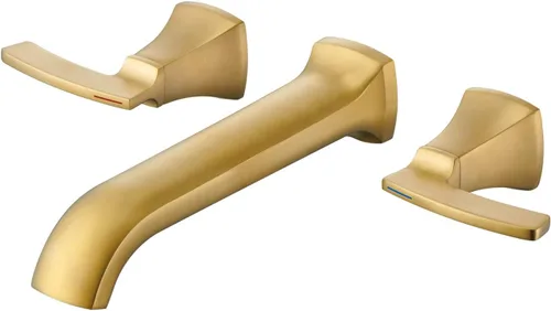Miniatura 11 de Grifo de bañera de montaje en pared Qinkell, grifos de bañera de bronce cepillado en aceite para bañera romana, grifos de bañera de alto flujo