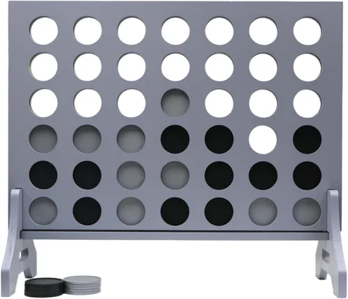 Miniatura 22 de Juego gigante 4 en una fila para familia y adultos – Tailgating Pros Jumbo de madera gris cuatro en una fila juego de patio para interiores