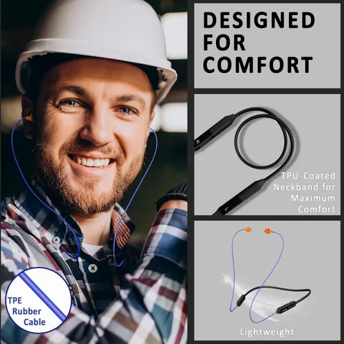 Miniatura 3 de Auriculares Bluetooth con reducción de ruido de 29 dB para el trabajo, auriculares inalámbricos con banda para el cuello con batería de 30 horas