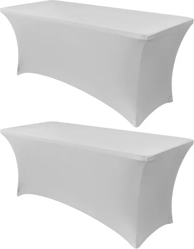 Miniatura 39 de Obstal Funda de mesa de elastano elástica de 4 pies para mesas plegables estándar, paquete de 2 manteles rectangulares universales ajustables