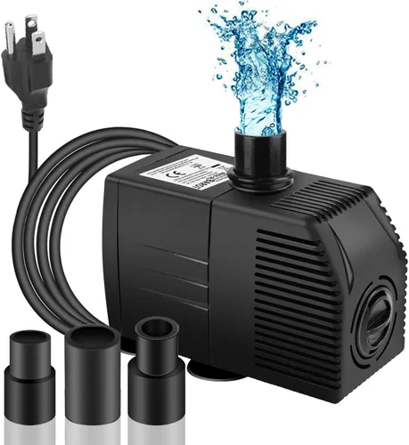 Miniatura 10 de BARST Bomba de fuente de 200 GPH, pequeña bomba sumergible (800 L/H, 12 W), ultra silenciosa con cable de alimentación de 6 pies y 3 boquillas