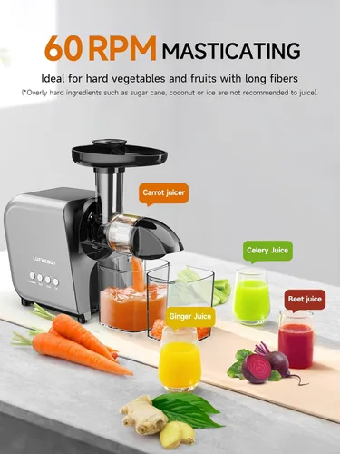 Miniatura 4 de Máquina exprimidora lenta para verduras y frutas, extractor de masticación en frío, apio, hierba de trigo, hojas verdes, zanahoria, jengibre