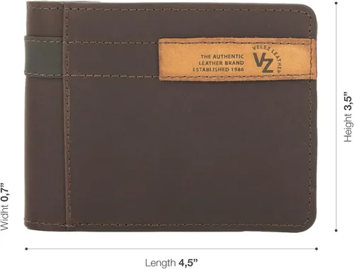 Miniatura 5 de VELEZ Carteras de cuero genuino para hombre, Café, Casual