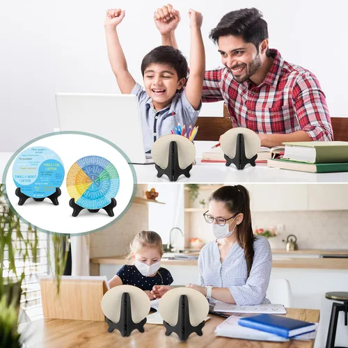Miniatura 7 de 2 piezas de decoración de escritorio de terapia de rueda de sentimientos, cosas que puedo controlar, gráfico doble cara de emociones de salud mental