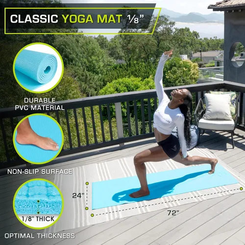 Miniatura 2 de Tapete de Yoga Clásico ProsourceFit de 1/8" (3mm) de Grosor, Extra Largo de 72 Pulgadas, Tapete de Fitness Ligero con Agarre Antideslizante