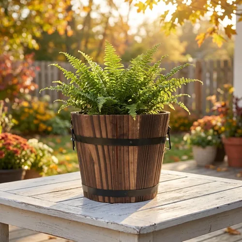 Miniatura 7 de DOITOOL Maceta rústica de madera en barril: cubo de madera para whisky, macetas para plantas de interior y exterior, contenedor para el hogar