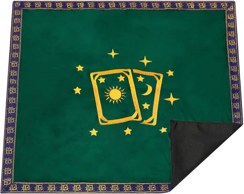 Miniatura 5 de Patrón de tarjeta estrellas luna bordado tela de terciopelo parte trasera partícula inferior con bolsa de cartas de tarot.. Púrpura (encaje plateado)