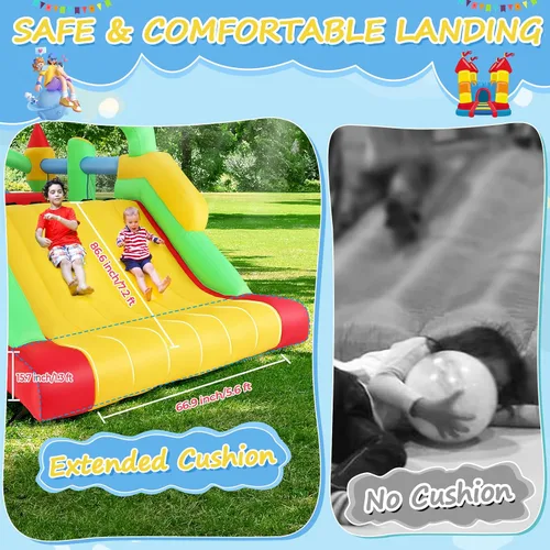Miniatura 4 de Whubefy Casa de rebote para niños grandes de 8-12, 18 x 8.2 pies, curso de obstáculos inflable para niños de 3-6 con túneles dobles, tobogán grande
