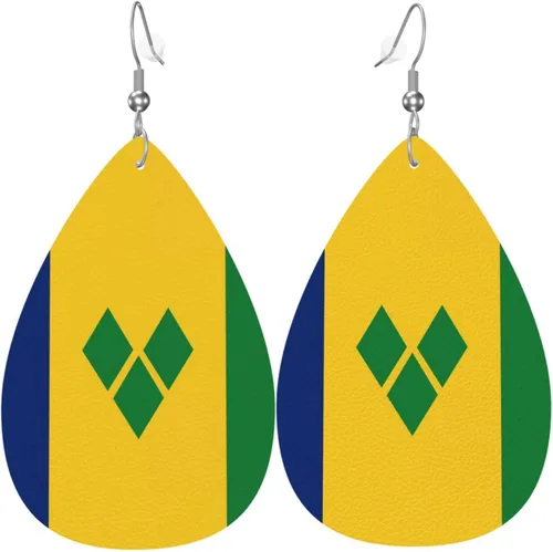 Miniatura 30 de Pendientes de bandera de país en forma de lágrima para mujer, ligeros, de cuero, colgantes, joyería patriótica para regalos