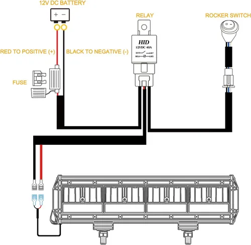 Miniatura 2 de Arnés de cableado de 1 cable, Rfroad Lighting Kit de arnés de cableado resistente de 12V con interruptor de balancín de nylon para barra de luz LED