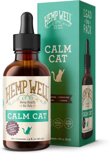 Hemp Well Aceite calmante para gatos – Ayuda natural calmante para la ansiedad, viajes y estrés – Apoya la relajación, reduce el comportamiento no