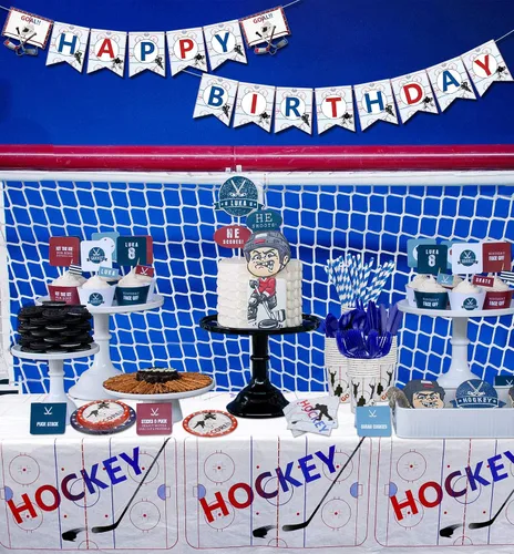 Miniatura 3 de Suministros para fiestas de hockey – Paquete de fiesta temática de hockey sobre hielo para fanáticos del hockey sobre hielo para el día de partido