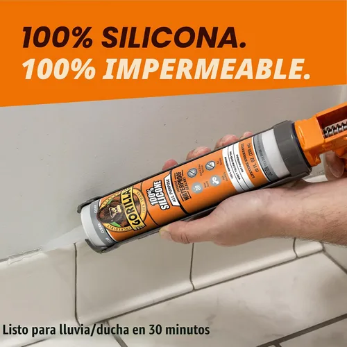 Miniatura 5 de Gorilla Sellador de silicona impermeable para calafatear y sellar, cartucho de 10 onzas (paquete de 1), sellador de calafateo transparente