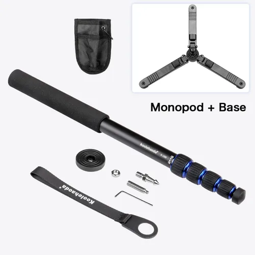 Miniatura 8 de Monopod extensible de aluminio para cámara con cabezal fluido y base de trípode plegable para cámara DSLR. Altura máxima de 58 pulgadas. Carga útil
