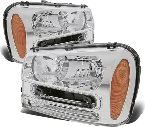 Auto Dynasty Conjunto de faros delanteros compatible con Chevy Trailblazer/Trailblazer EXT 2002-2009, par de faros halógenos de repuesto, se adapta