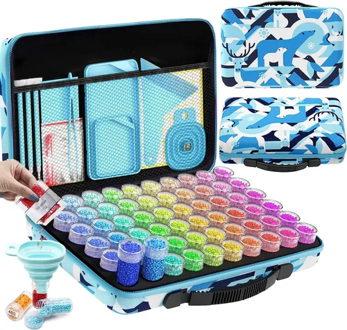 Miniatura 30 de ARTDOT Contenedor de almacenamiento de 30 ranuras para kits de arte de diamantes para adultos, cajas de almacenamiento portátiles de cuentas