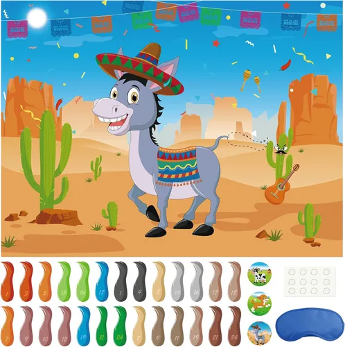 Miniatura 9 de Morcheiong Pin The Tail on The Cat - Juego de fiesta de cumpleaños con 48 sombreros, suministros de fiesta de cumpleaños con temática de gatos