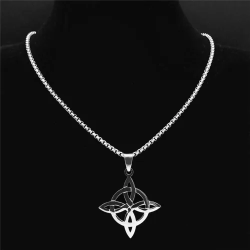 Miniatura 5 de Collar de geometría de nudo celta de bruja de acero inoxidable para hombresmujeres Wicca Collares de bruja Nudo de Bruja