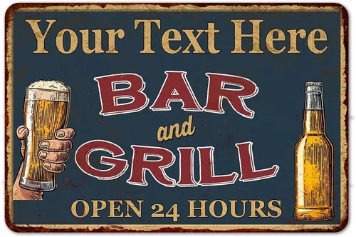 Letrero personalizado para bar y parrilla, decoración de pub, letreros de cueva de hombre, decoración de pared vintage, placa de hojalata papás
