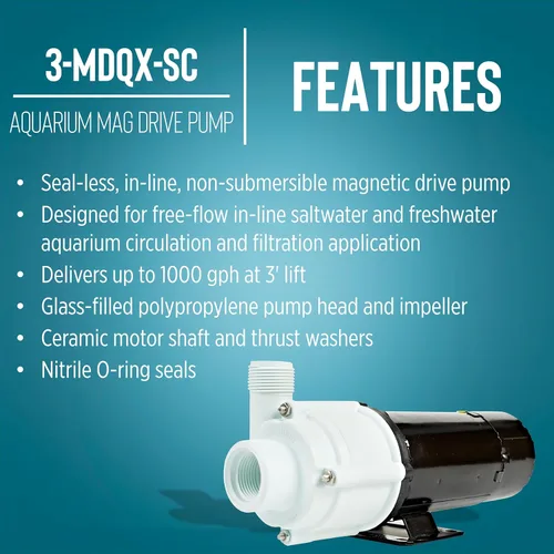 Miniatura 4 de Little Giant 3-MDQX-SC 581507 Bomba de circulación para acuario de flujo sin accionamiento magnético no sumergible de 115 voltios, 1/15 HP, 1000