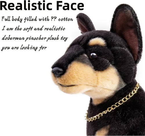Miniatura 3 de FRANKIEZHOU Simulation Doberman - Peluche realista de 12 pulgadas, perro de peluche suave de Doberman, perro de peluche, regalos para niños