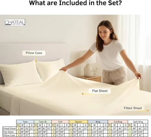 Miniatura 5 de Sábanas Twin XL 100% Algodón Para Cama Twin, Juegos de Sábanas Bajeras y Fundas de Almohada Totalmente Elásticas, Resistentes a la Decoloración