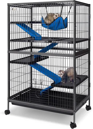 Polar Aurora Jaula de metal para animales pequeños de 5 niveles, para mascotas, jaula de hurón extraíble con ruedas bloqueables, jaula de chinchilla